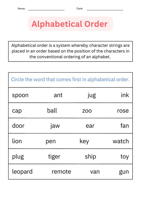 alphabetical order